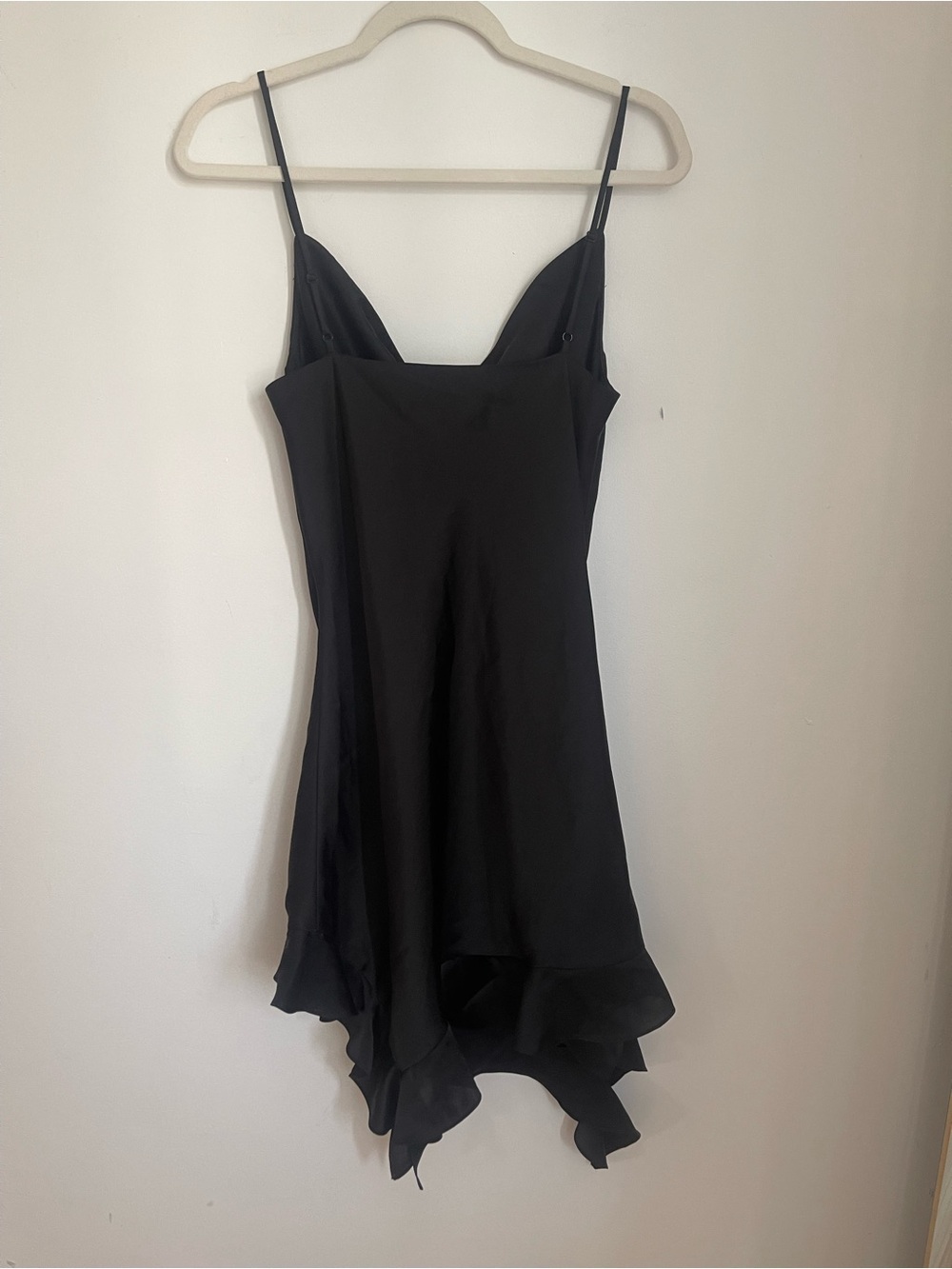 Wilfred Black Cowl Slip Mini Dress with Ruffle Hem - Picture 3 of 4